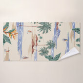 Retro seamless tropical island pattern on light be badhanddoek (Badhanddoek)