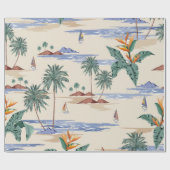 Retro seamless tropical island pattern on light be cadeaupapier (Vlak)