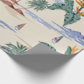Retro seamless tropical island pattern on light be cadeaupapier (Hoek)