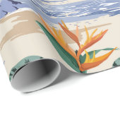 Retro seamless tropical island pattern on light be cadeaupapier (Rol Hoek)