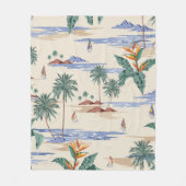Retro seamless tropical island pattern on light be fleece deken (Voorkant)