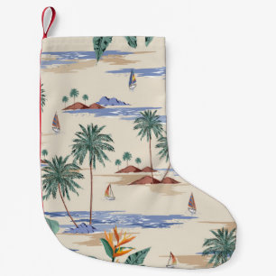 Retro seamless tropical island pattern on light be kleine kerstsok