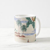 Retro seamless tropical island pattern on light be koffiemok (Voorkant rechts)