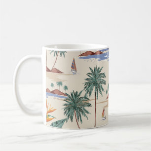 Retro seamless tropical island pattern on light be koffiemok