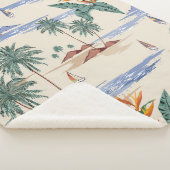 Retro seamless tropical island pattern on light be sherpa deken (3/4)