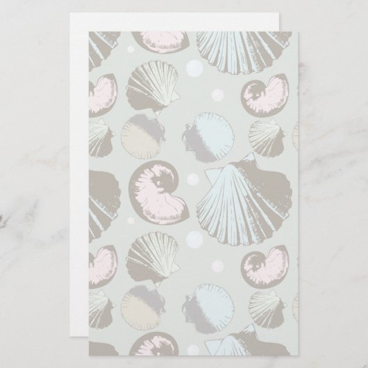 Retro Seashell Patroon Briefpapier (Voorkant / Achterkant)