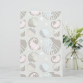 Retro Seashell Patroon Briefpapier (Staand voorkant)