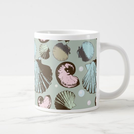 Retro Seashell Patroon Grote Koffiekop (Rechts)