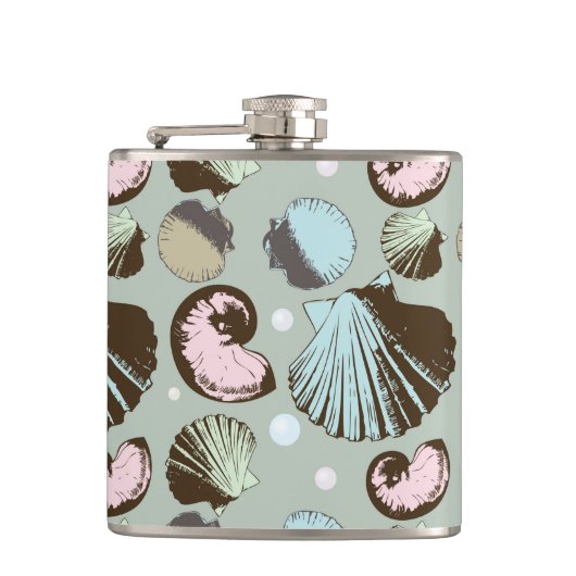 Retro Seashell Patroon Heupfles (Voorkant)
