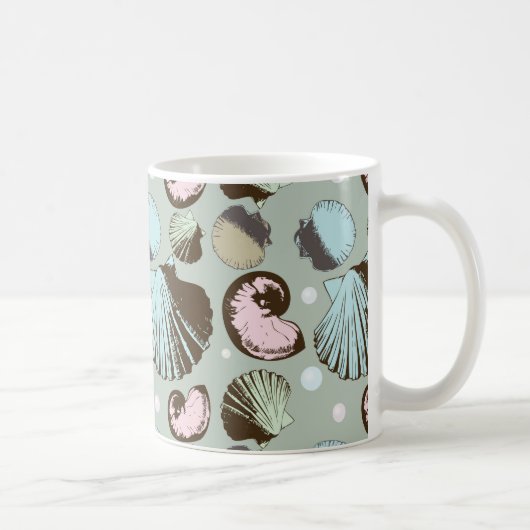 Retro Seashell Patroon Koffiemok (Rechts)
