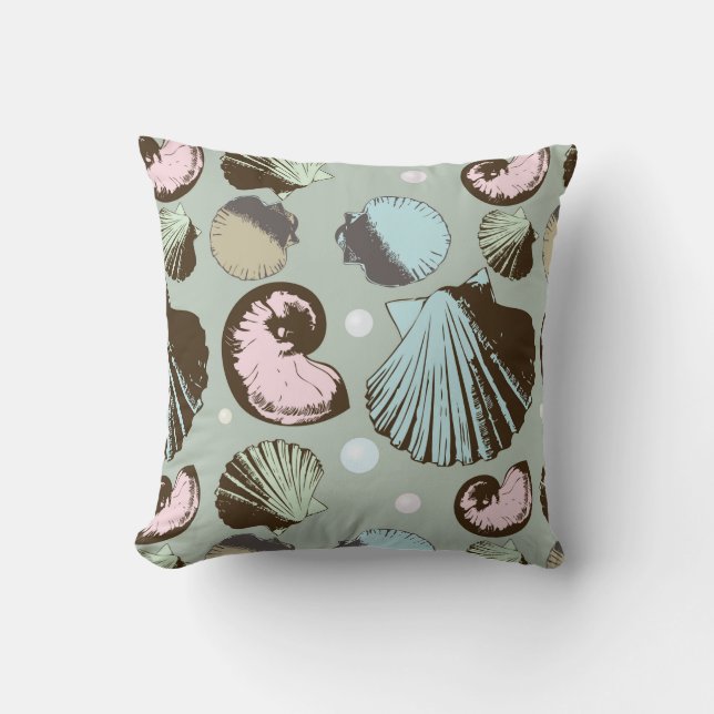 Retro Seashell Patroon Kussen (Voorkant)