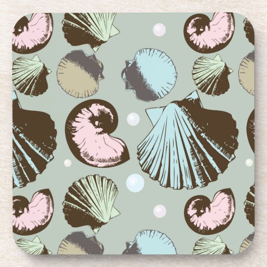 Retro Seashell Patroon Onderzetter (Voorkant)