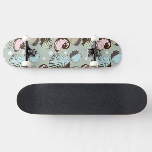Retro Seashell Patroon Persoonlijk Skateboard (Horizontaal)