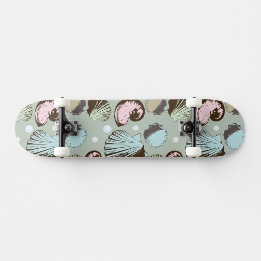Retro Seashell Patroon Persoonlijk Skateboard (Horizontaal)