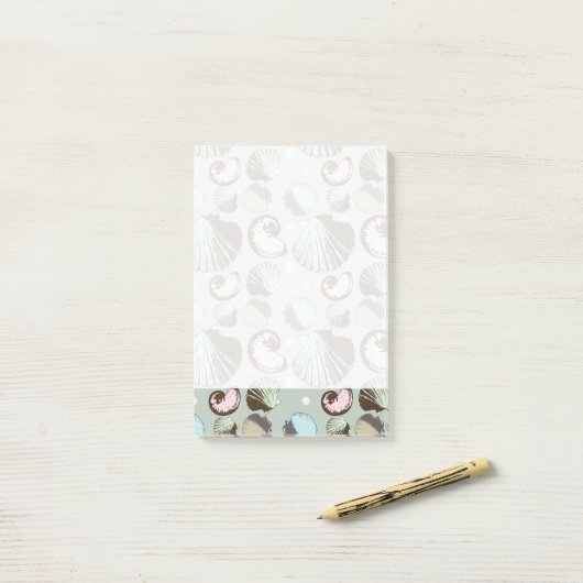 Retro Seashell Patroon Post-it® Notes (Op bureau)