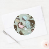 Retro Seashell Patroon Ronde Sticker (Envelop)