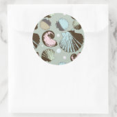 Retro Seashell Patroon Ronde Sticker (Tas)