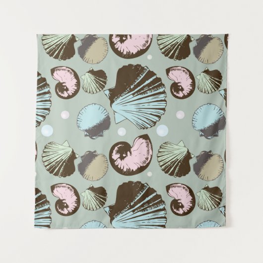 Retro Seashell Patroon Wandkleed (Voorkant)