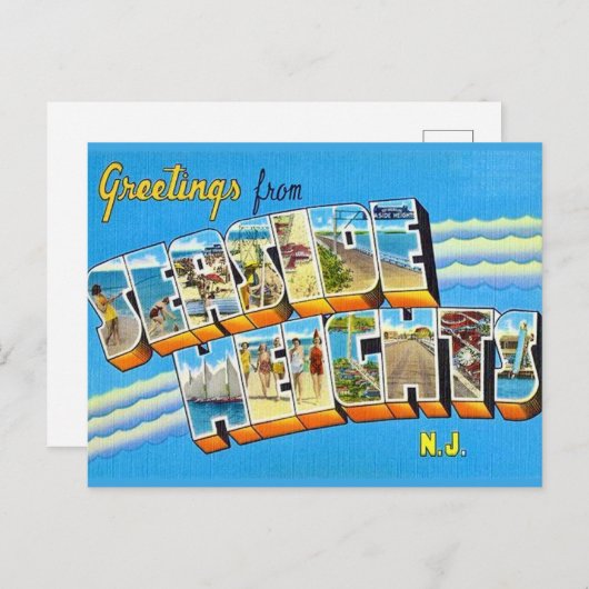 Retro Seaside Heights NJ Ansichtkaart Briefkaart (Voorkant / Achterkant)