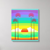 Retro Seaside Sunrise Canvas Afdruk (Voorkant)