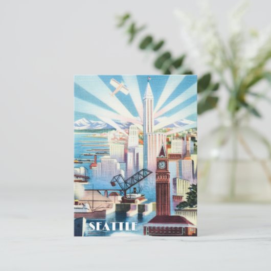 Retro Seattle Briefkaart (Staand voorkant)