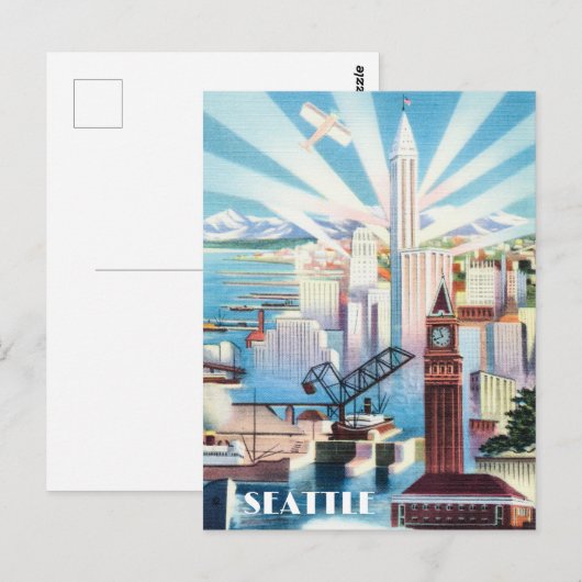 Retro Seattle Briefkaart (Voorkant / Achterkant)