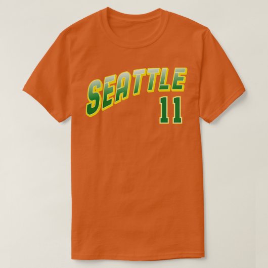 Retro Seattle nummer 11 1 T-shirt (Design voorkant)