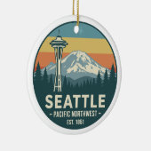 Retro Seattle Pacific Northwest Mt. Rainier Keramisch Ornament (Rechts)