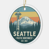 Retro Seattle Pacific Northwest Mt. Rainier Keramisch Ornament (Links)