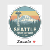 Retro Seattle Pacific Northwest Mt. Rainier Sticker (Vel)