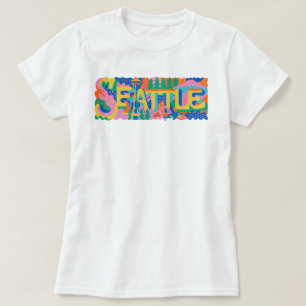Retro Seattle Space Needle Mount Rainier Orca Walv T-shirt