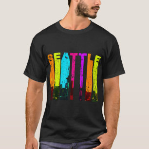 Retro Seattle Washington CityScape Skyline T-shirt