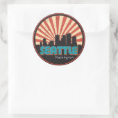 Retro  Seattle Washington State Skyline 80's Ronde Sticker (Tas)