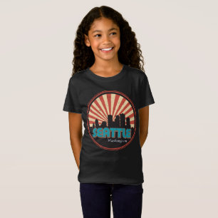 Retro  Seattle Washington State Skyline 80's T-shirt