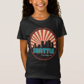 Retro  Seattle Washington State Skyline 80's T-shirt (Voorkant)