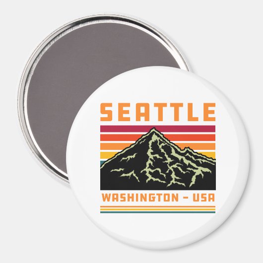 Retro Seattle Washington State Souvenir Mountain Magneet (Voorkant / Achterkant)