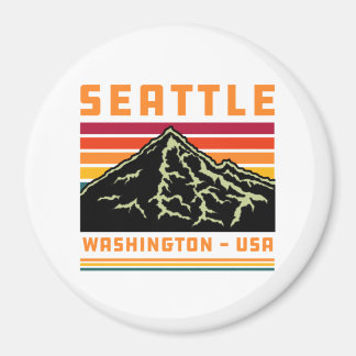 Retro Seattle Washington State Souvenir Mountain Magneet