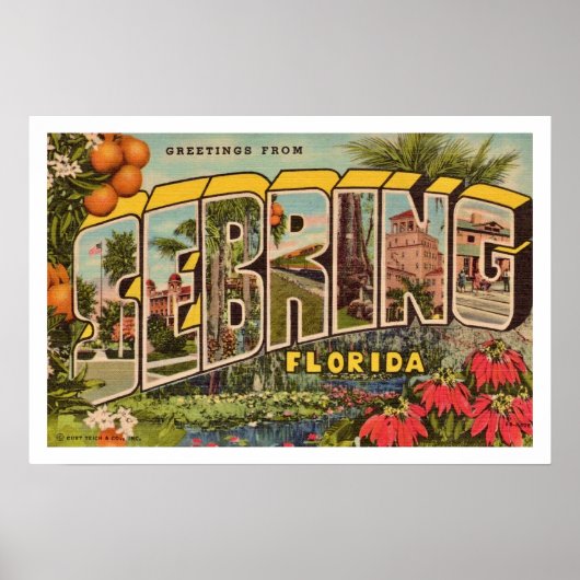 Retro Sebring Florida Briefkaart Print (Voorkant)