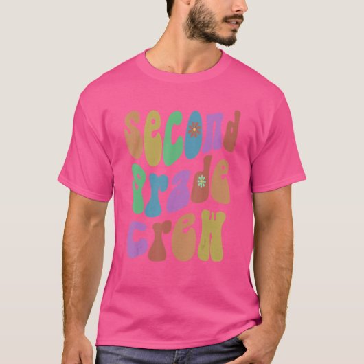 Retro Second Grade Crew Hallo 2e Gr Roze T-shirt (Voorkant)