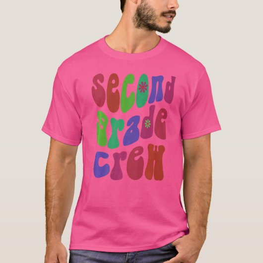 Retro Second Grade Crew Hallo 2e Gr Roze T-shirt (Voorkant)