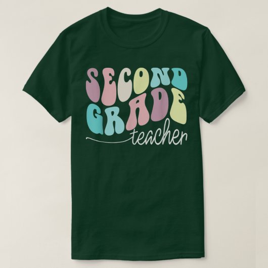 Retro Second Grade Teacher Letter 2e Grade Terug n T-shirt (Design voorkant)