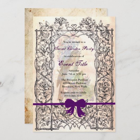 Retro Secret Garden Tea Party Custom Kaart (Voorkant / Achterkant)