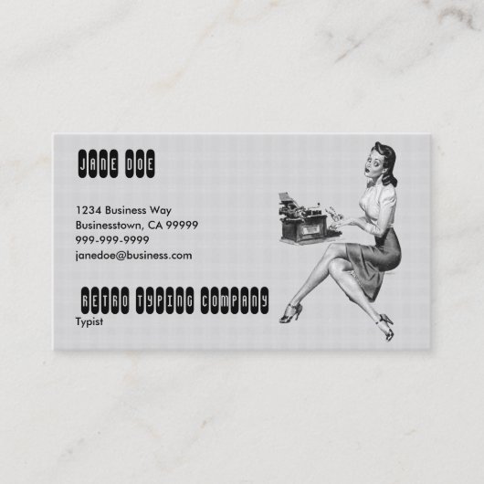 Retro Secretary B/W Visitekaartje (Voorkant)