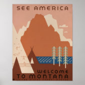  Retro See America Welkom bij Montana Poster (Voorkant)
