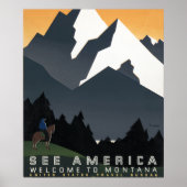  Retro See America Welkom bij Montana Poster (Voorkant)