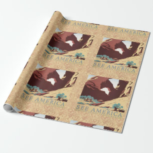 Retro See America Western Cowboys Woestijn Boog WP Cadeaupapier