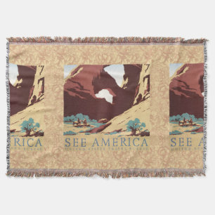 Retro See America Western Cowboys Woestijn Boog WP Deken