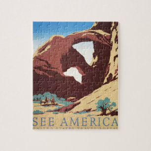 Retro See America Western Cowboys Woestijn Boog WP Legpuzzel