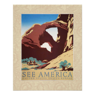 Retro See America Western Cowboys Woestijn Boog WP Perfect Poster