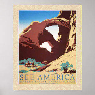 Retro See America Western Cowboys Woestijn Boog WP Poster